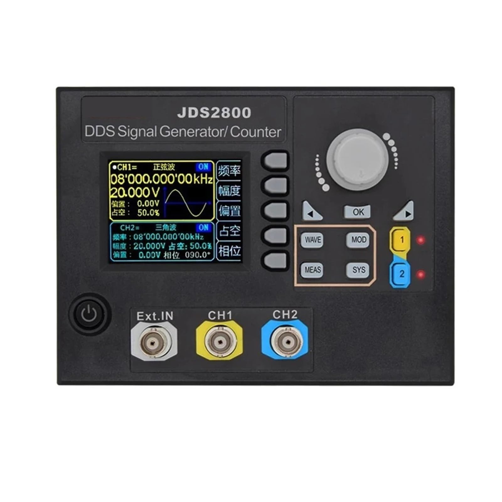 Generador de señales digitales de doble canal JDS2800 de 15/40/60 MHz con función DDS, frecuencímetro, contador, generador de ruido de pulsos.(JDS2800-15MHz,US)