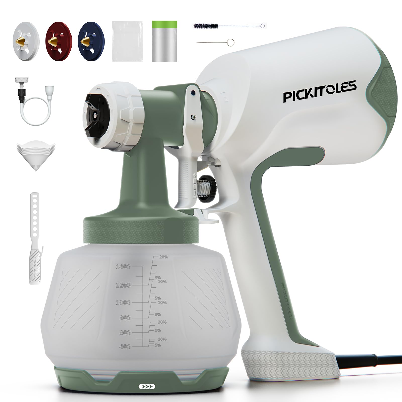 PICKITOLES Paint Sprayer,Electric Spray Gun with 3 Patterns & 47oz-1400ml | Upgraded HVLP…