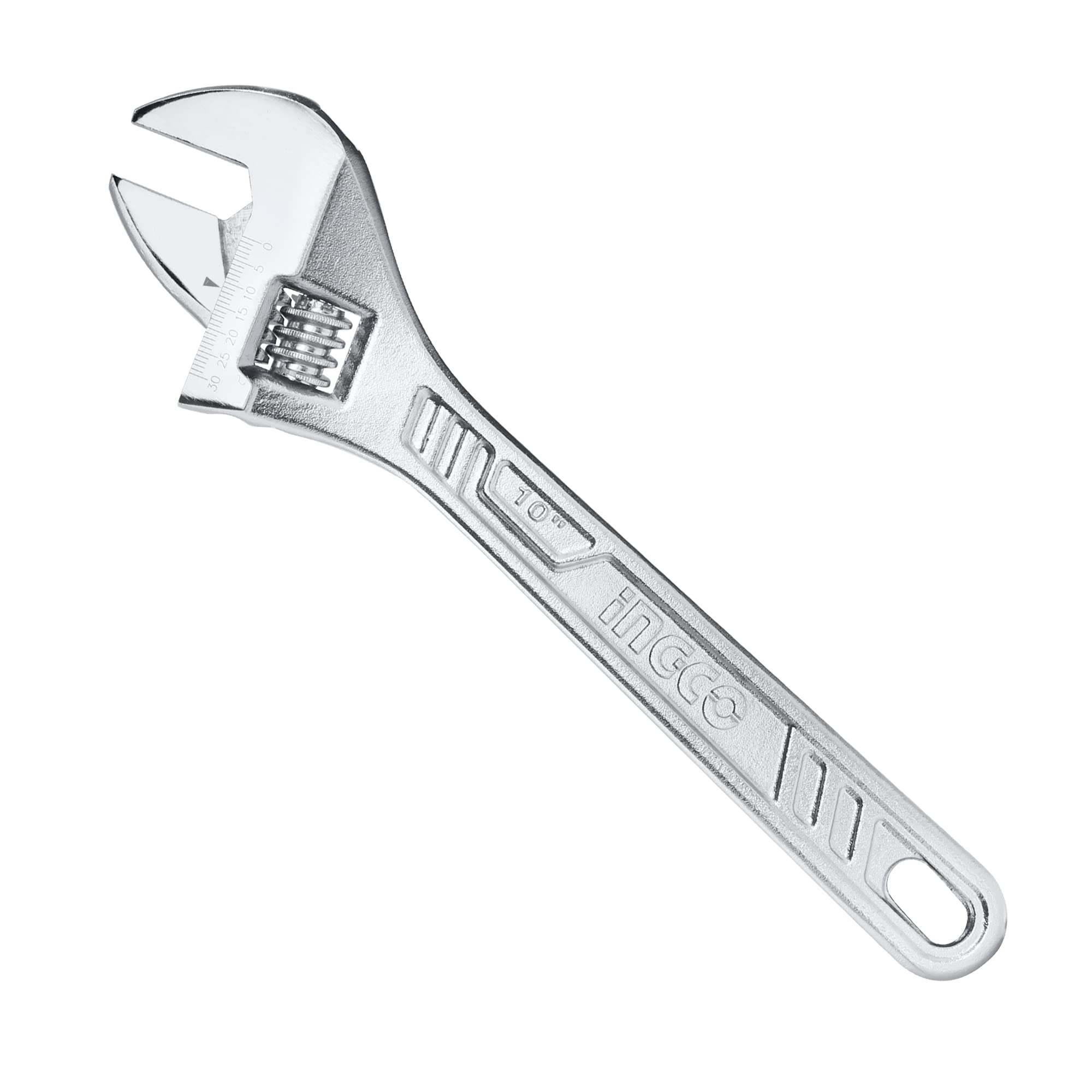 Ingco Adjustable Wrench, 0-30mm with Metric Scale | 250mm(10") | C45, Drop-forged,Chrome-Plated, Professional Adjustable Wrench for Auto Repair, General Assembly, Maintenance, Plumbing (B09TVN8ZC5) Amazon Price History, Amazon Price Tracker