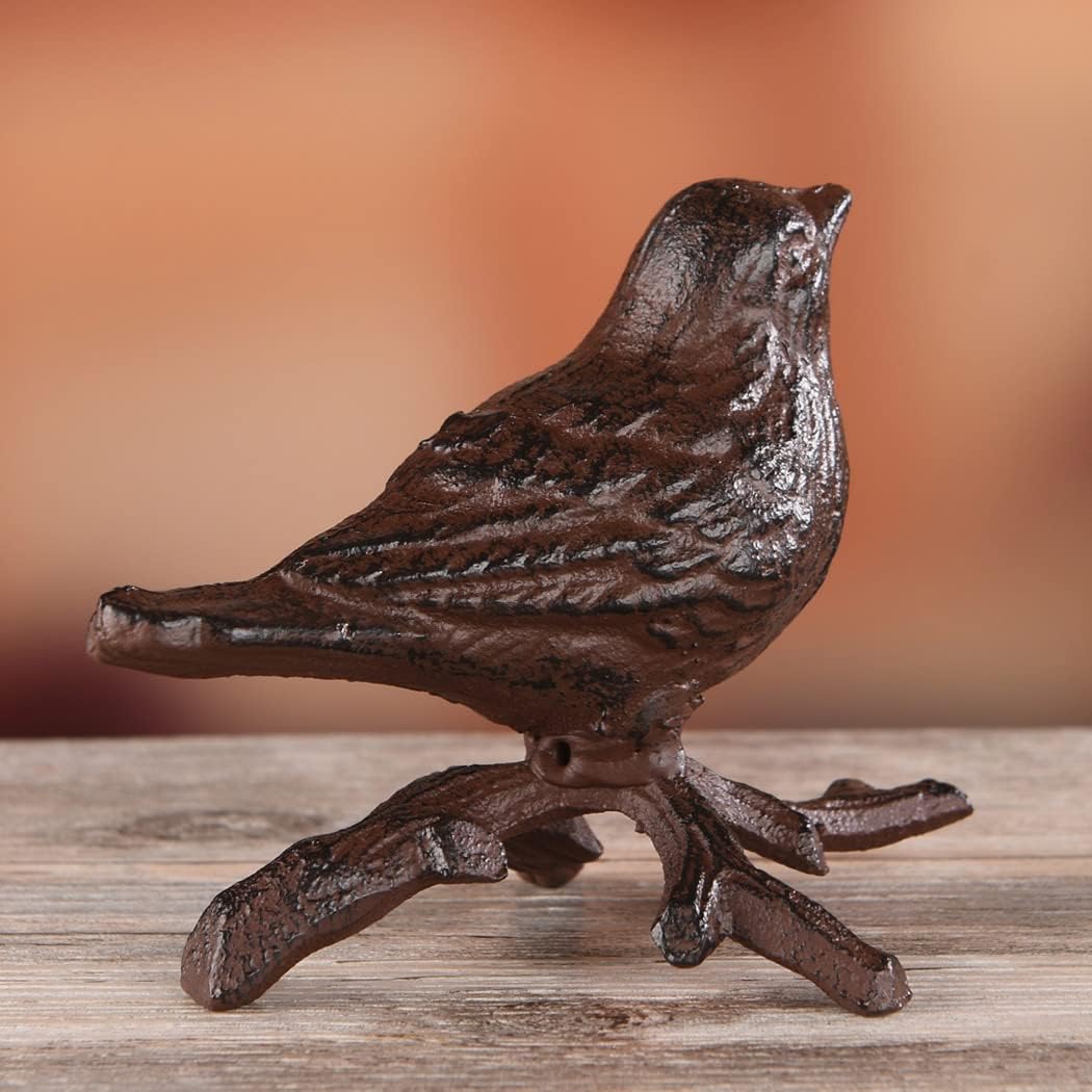 BRASSTAR Rustic Cast Iron Bird with Branches Statue Antique Garden Farmhouse Decoration Home Desk Figurine Replica Rust Color TQGJPT108 - Image 5