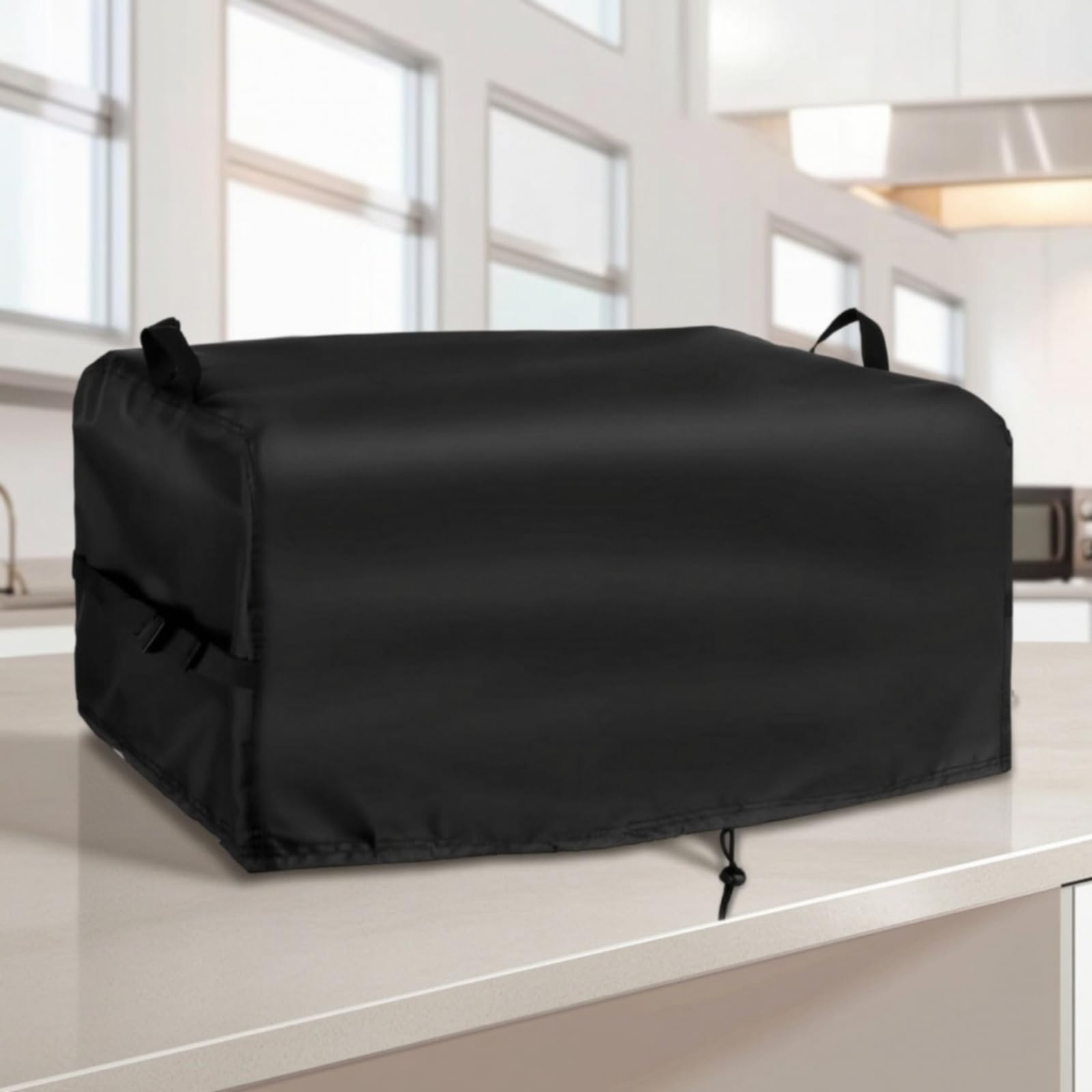 Fritteusen-Schutzhülle mit Kordelzug staubdicht Fritteusen-Abdeckung abwaschbar Fritteusenschutzhülle mit Griff für Imbisswagen , Schwarz 600D PVC , 22.5"L X 20.5"W X 14"H Zoll
