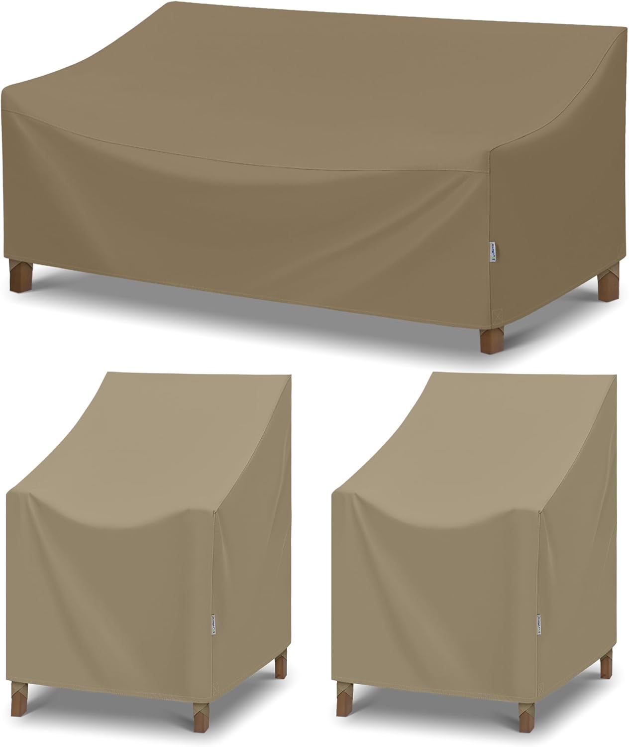 SunPatio Ourdoor Waterproof 80" Sofa Cover & 2 Pack 27" Chair Covers Bundle