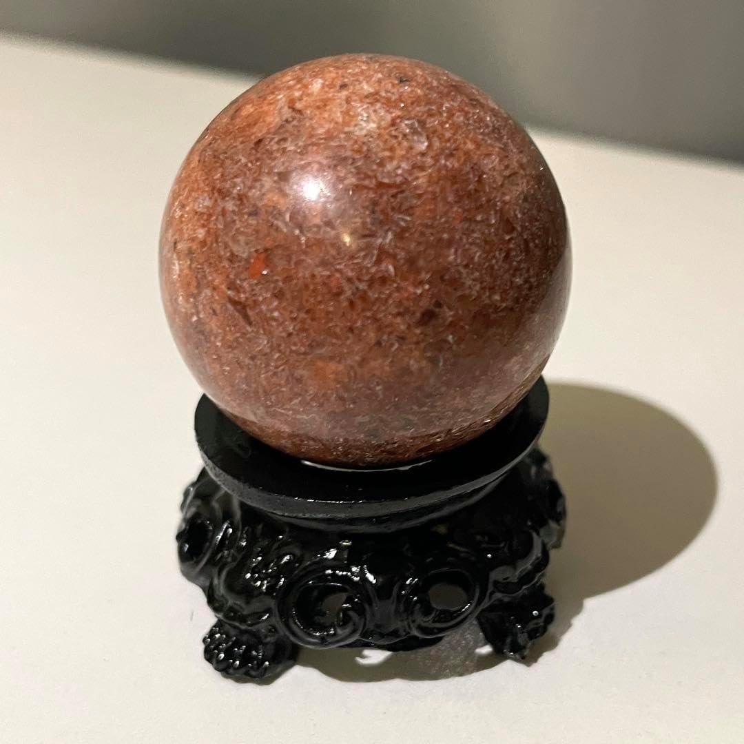 パイライト&オレンジガーデンクォーツ共生 スフィア 虹あり レア