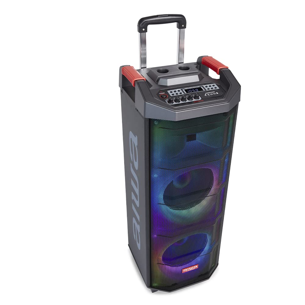 AIWA - KBTUS-710, TROLLEY PARTY SPEAKER 700 W, Bluetooth 5.0 portata 10m, TunerFM, porte USB/SD per Mp3 Recorder/Player, AUX in, 2 microfoni, batteria ric. durata 8 ore, AC adapter, telecomando