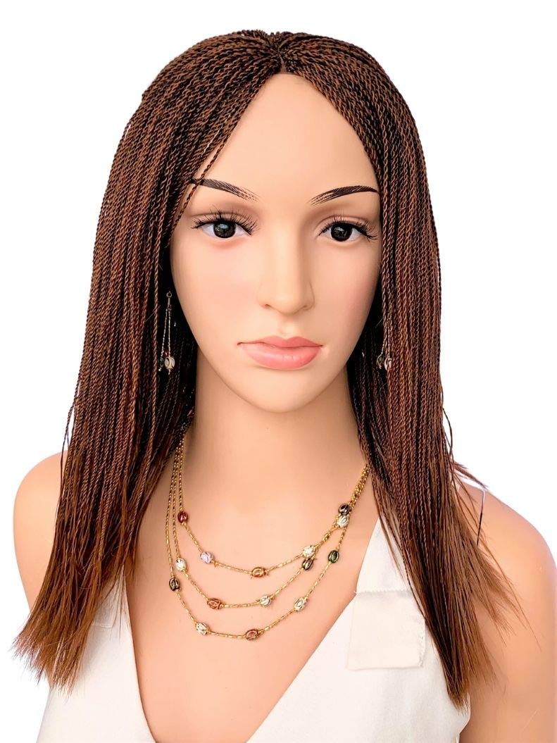 Twisted Wigs, Micro Million Twist Wig - Color 30 - 12 Inches. Ultra Thin and Light Synthetic Hand Braided Wigs for Black Women.