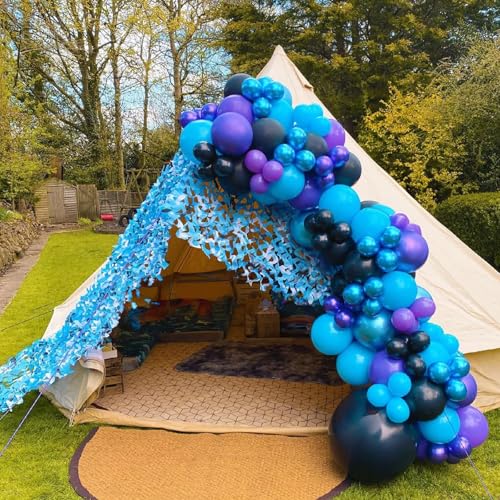 Image of Black Purple Blue Balloons Garland Arch Kit, Metallic Blue Purple Teal Black Balloons Arch Kit, Metallic Balloon for Kids Boys Man Video Game Birthday Party Baby Shower Graduation Decorations