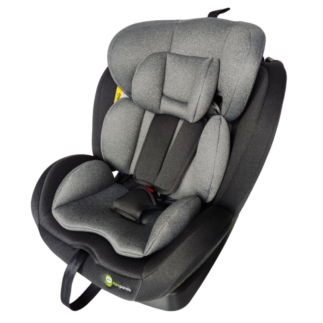 Koo-di Mini Panda Kai 360 Swivel Guard Car Seat with Isofix 0-12y, Charcoal