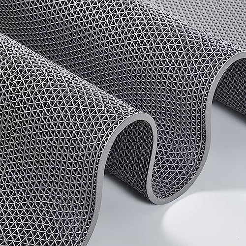 WLWLEO Drainage Non Slip Flooring 3x10 Ft Mats Pool Bathroom Anti Fatigue Floor Mat Commercial Wet Area Hydrophobicity Matting for Kitchen Restaurant Garage Patio Entrance Hallway,Gray/Grey,0.9×3M