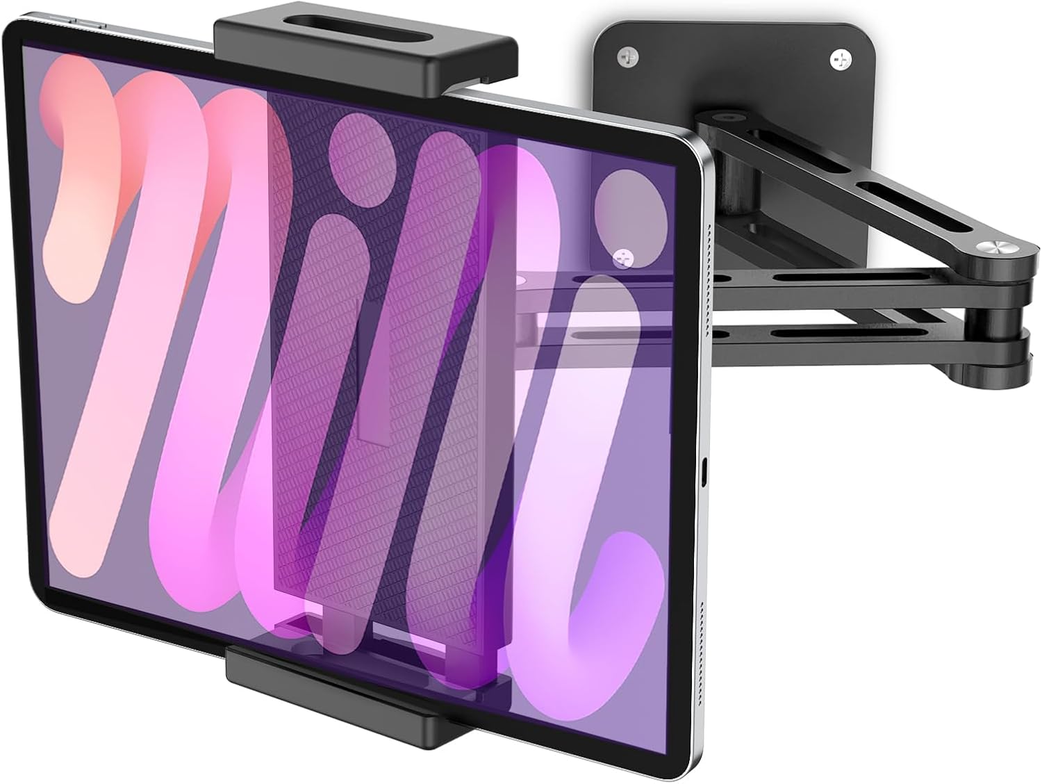 Urmust Tablet-Wandhalterung, Aluminium, ausziehbar, iPad-Wandhalterung, mit 360° drehbarer Basis, verstellbar, faltbar, für Tablets und andere 4,7-13 Zoll elektronische Bildschirme