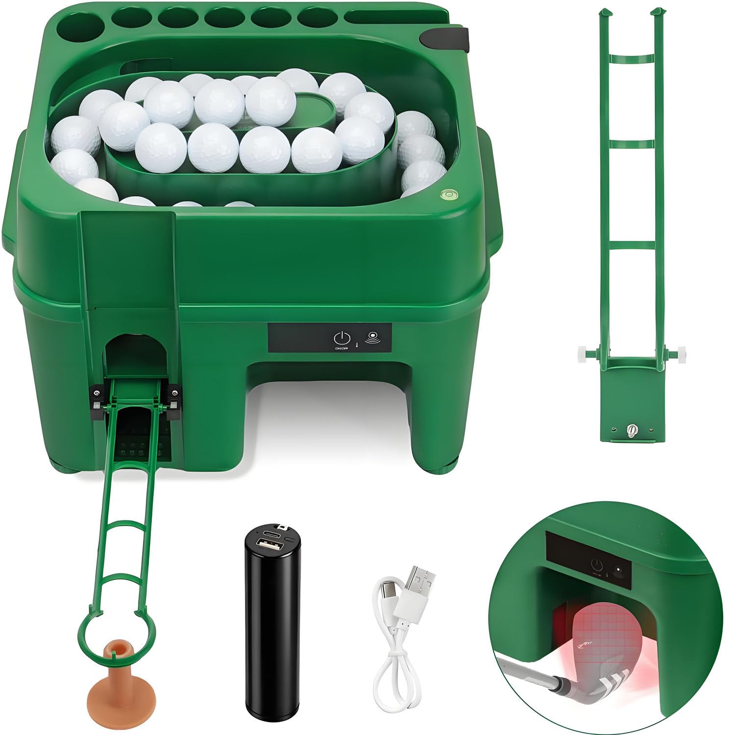 AiODiO Golf Ball Dispenser Automatic Tee Up, 40-Ball Capacity, 6 Holders