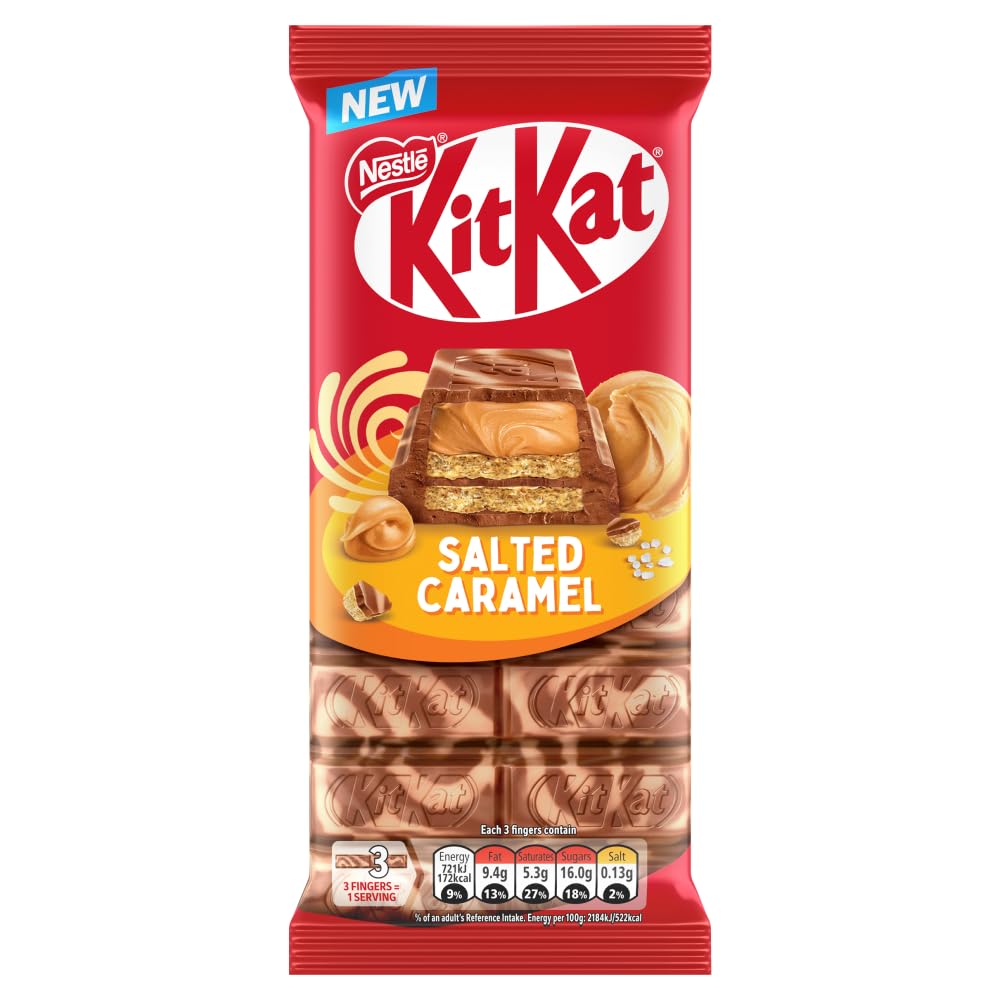 KitKat Salted filled Caramel Milk Chocolate Crispy Wafer Sharing Bar, 99g