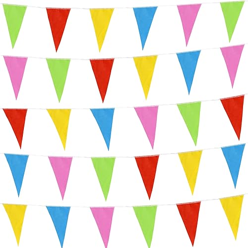 Banderines multicolor de 525 pies, 300 banderines de tela de nailon, banderines coloridos de arco iris para gran inauguración, fiestas, festivales,