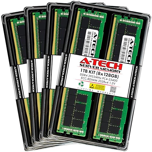 Image of A-Tech 1TB Kit (8x128GB) DDR4 2933MHz PC4-23400 ECC RDIMM 4Rx4 (3DS 2S2Rx4) Quad Rank 1.2V ECC Registered DIMM 288-Pin Server & Workstation RAM Memory Upgrade Modules (A-Tech Enterprise Series)