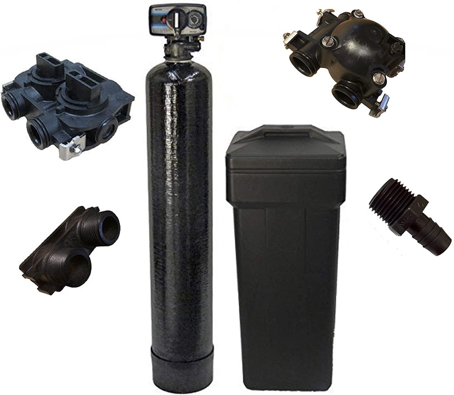 Fleck 5600 Mechanical Metered Upgraded 10% High Quality Resin 48k (48,000 grains) Whole Home Metered On Demand Water Softener (Ships loaded) (BLACK)