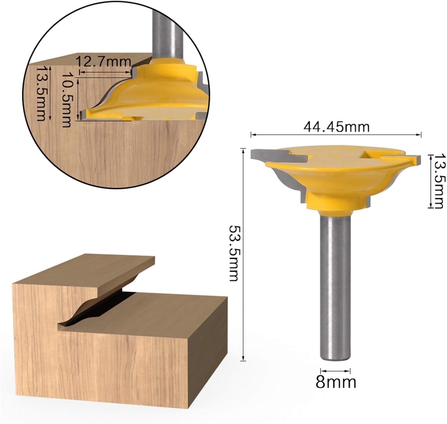 Jinchao-Router bits, Entry Interior Tenon Door Router Bit Set, Matched Router Bits Carving for Wood, 8mm 12mm Shank 3pcs, for Home & DIY (Cutting Edge Length : 12mm Shank)