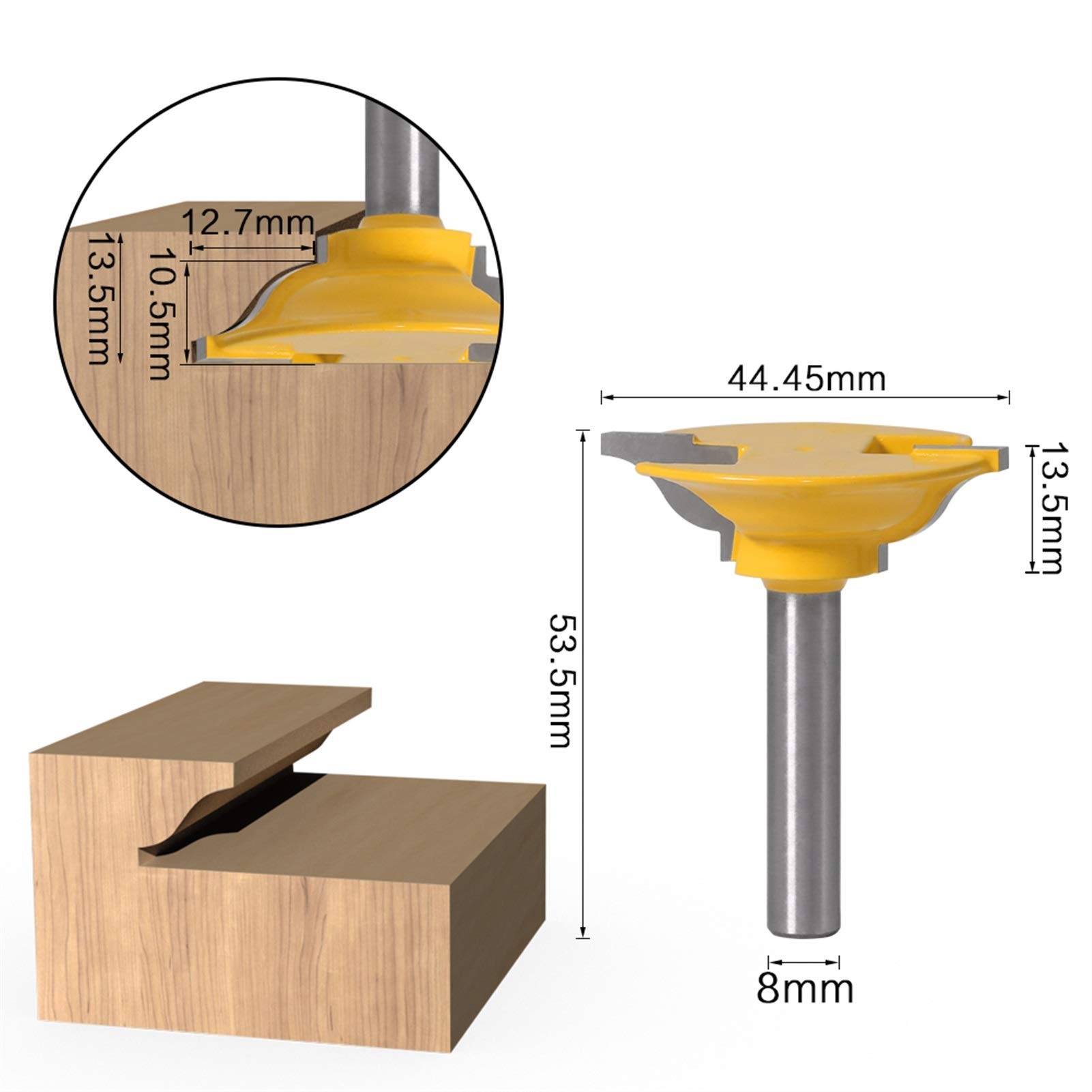 JINchao bity routerowe, zestaw bitów do drzwi wejściowych do wnętrz Tenon zestaw bitów frezarskich do drewna, 8 mm chwyt 12 mm 3 szt., do domu i DIY (Długość krawędzi cięcia: 8 mm)