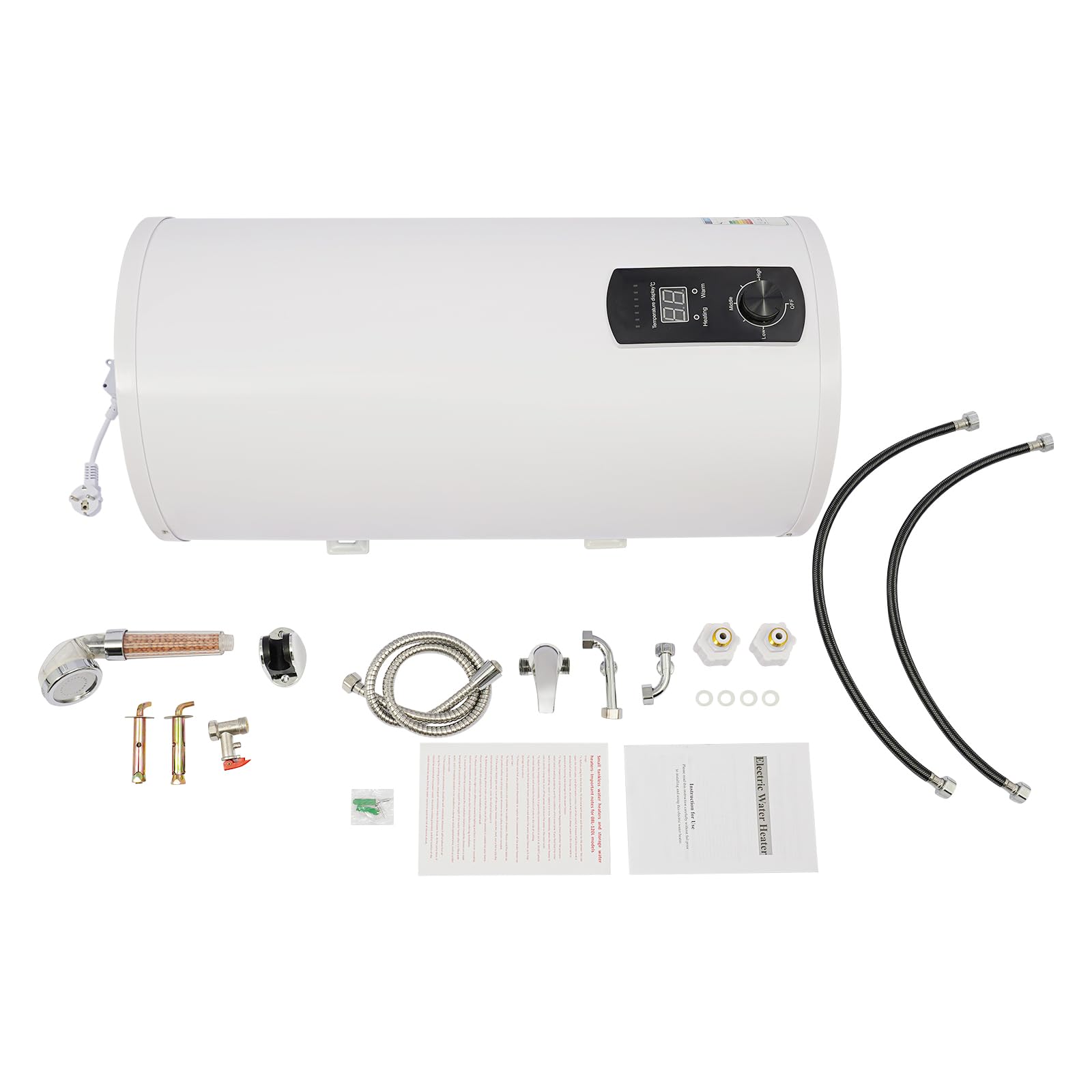 Scaldabagno elettrico, 80 l, 2000 W, serbatoio in acciaio inox, indicatore LED | Design montato a parete: capacità di 80 litri, protezione dell'acqua IPX4, spina UE