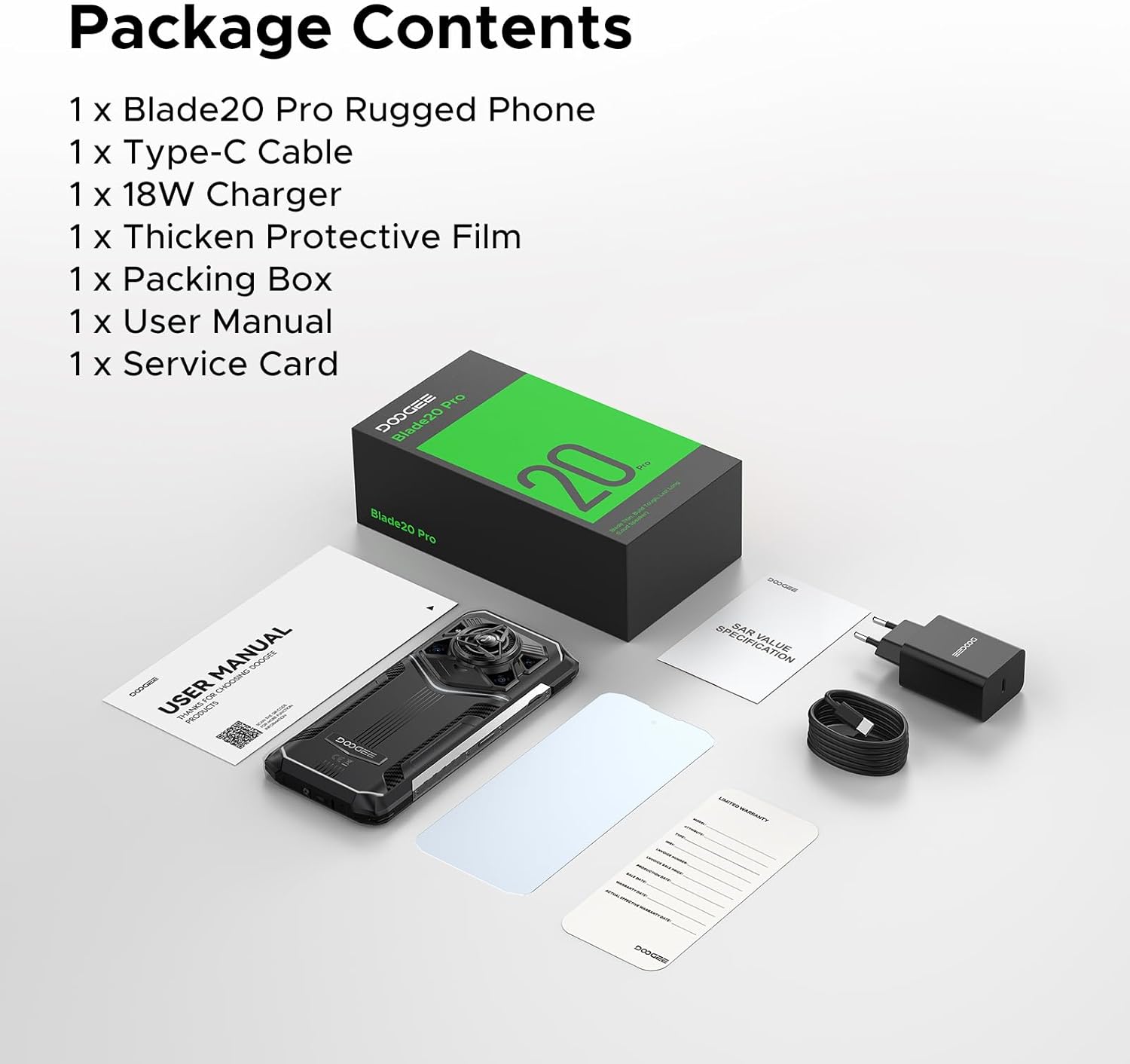 DOOGEE Blade 20 Pro Package Contents