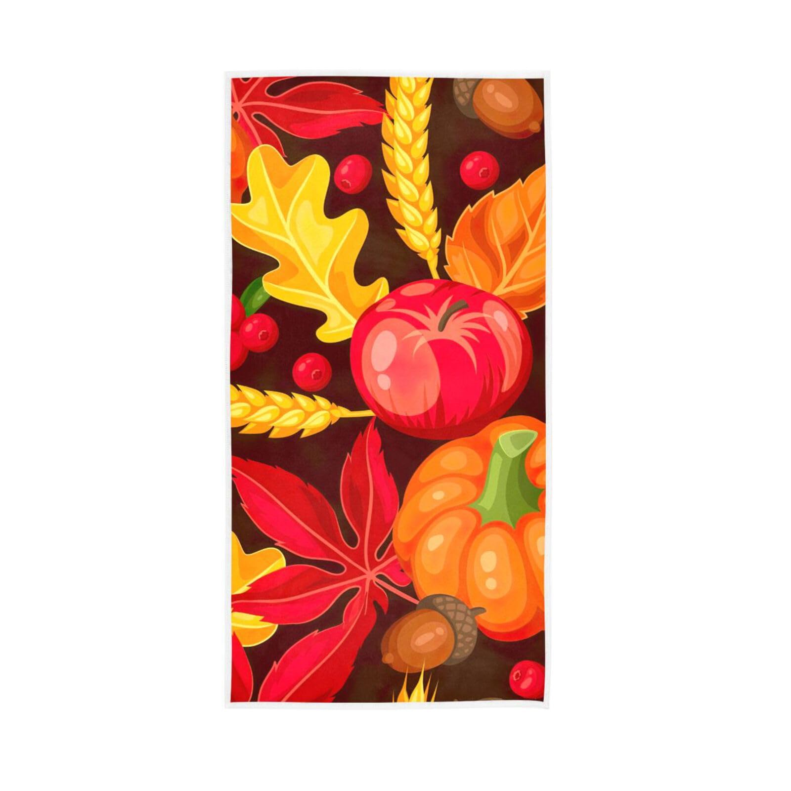 HUYGD Thanksgiving Day Autumn Towels, 15 x 30 Inches Decorative Towels Spa Towels for Facials, Luxury Towels