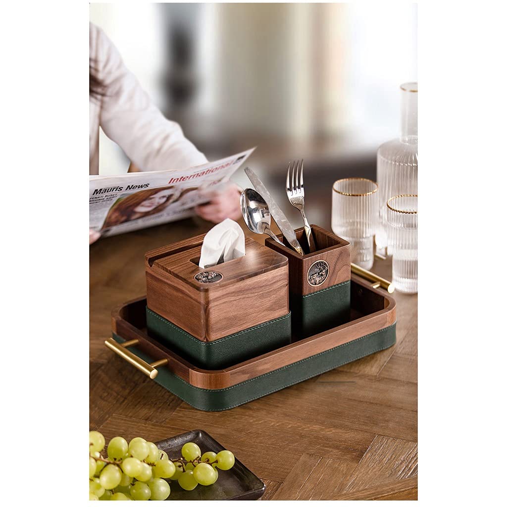 Bandeja de mesa de centro elegante bandeja de madera de nogal rectangular comida para el hogar desayuno merienda pan pastel bandeja taza de café bandeja para servir bandeja de desayuno (color: A) (A)