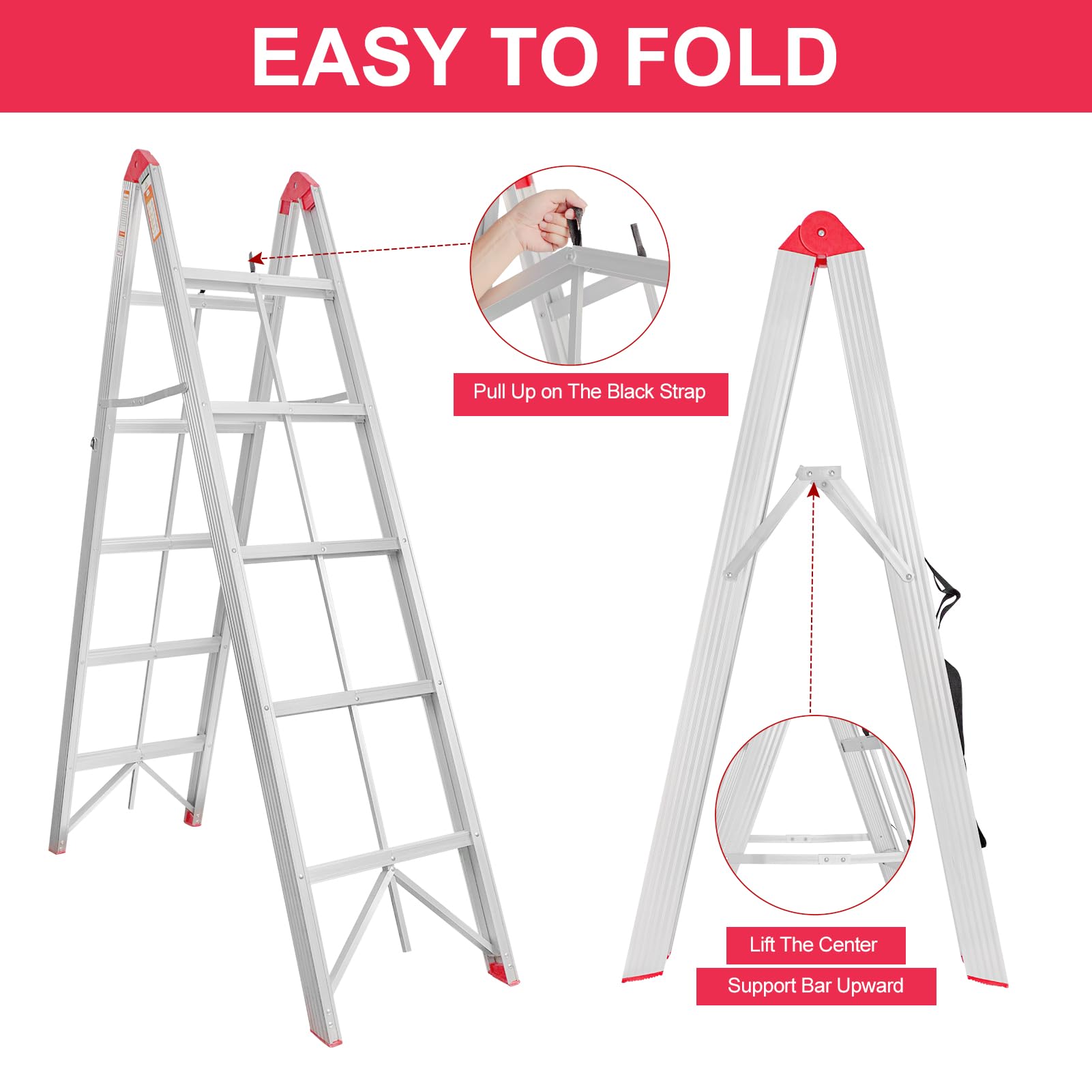 Removeable Ladder Aluminum Folding Bunk Bed Ladder With Handrails 5.5ft 5.5ft Aluminum ...