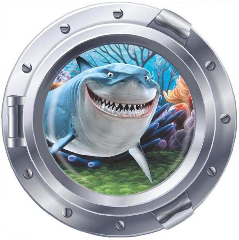 3d Ocean View Underwater Shark Window Wall Sticker Decals for Kids Rooms Sea Portal Peel Kids Wall Art Stickers Animal Decor