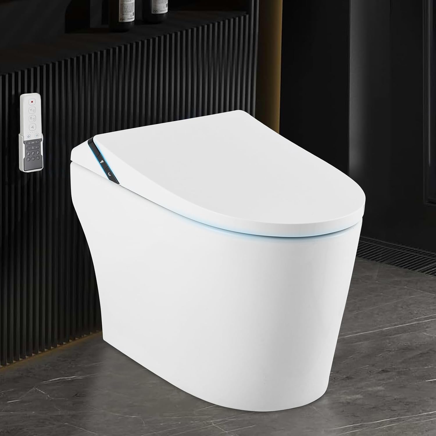 One Piece Smart Toilet with Built-In Bidet | Modern Elongated Toilet with Warm Water Wash, Heated Seat, Auto Flush & Foot Sensor Operation, LED Display, Tankless Design