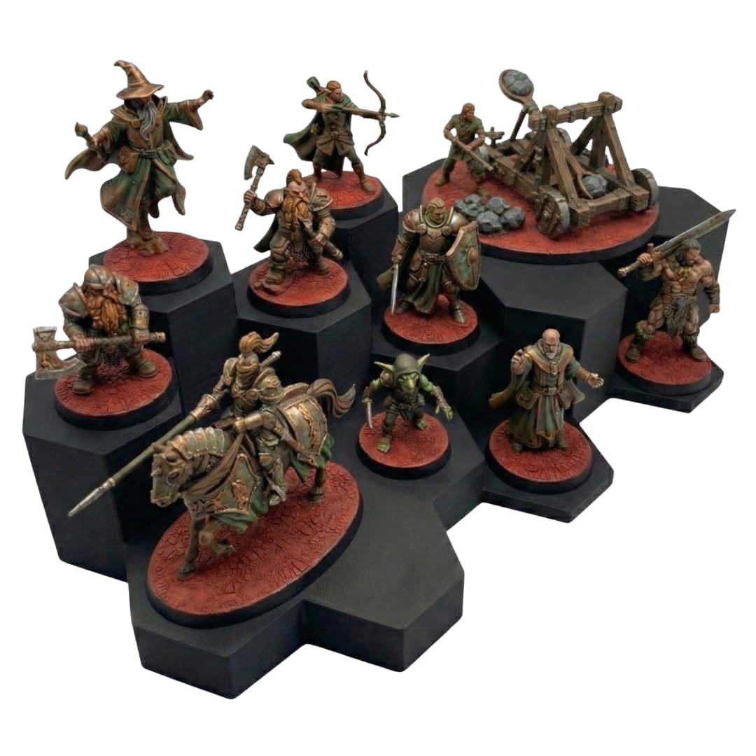 WarSplay Hero - Miniature Display Stand up to 80mm - Modular Model Rack for Painted Minis, Black, 1588 cubic centimeters