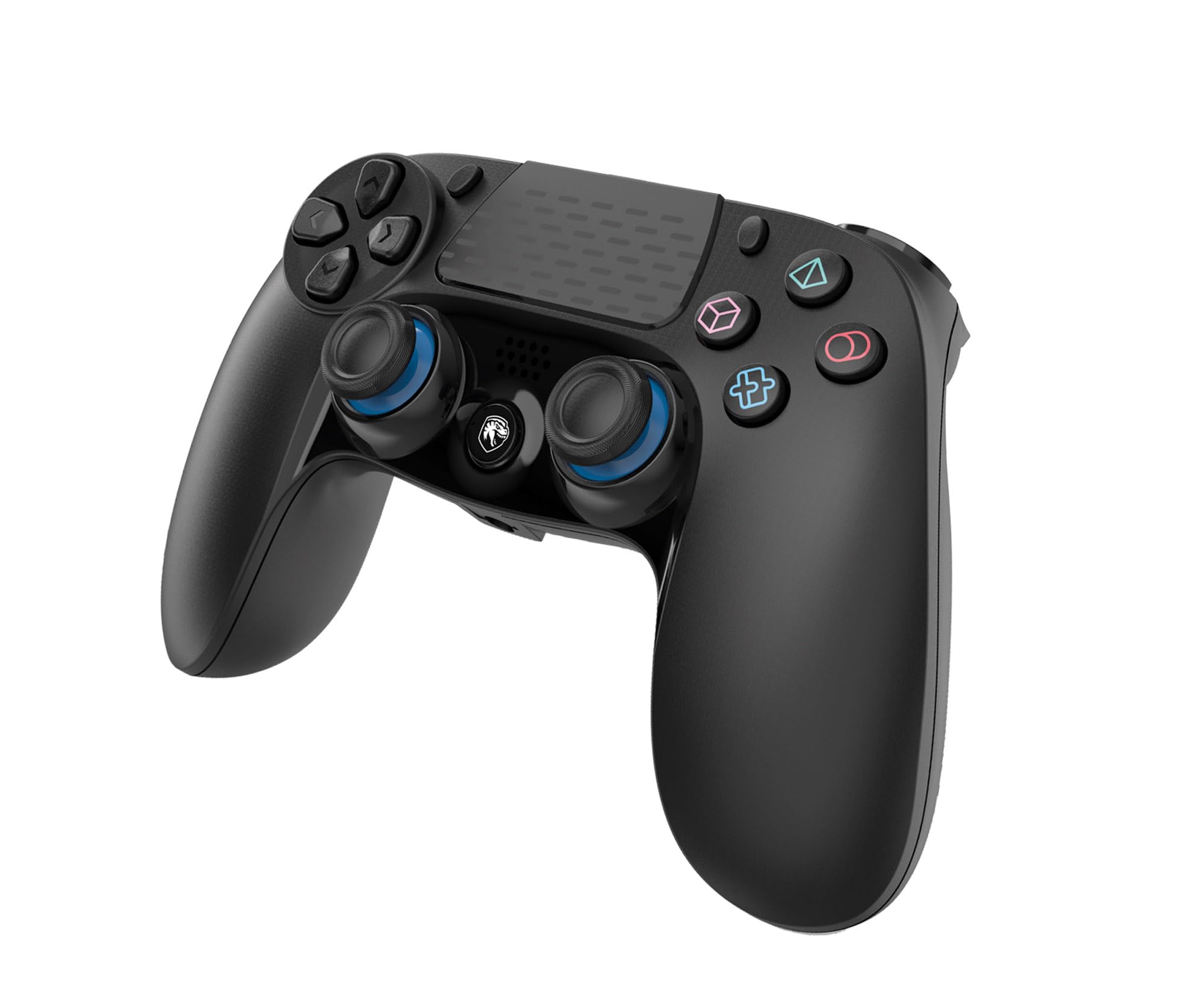 Mando Inalambrico Bluetooth Negro compatible con PS4 PS3 PC Android Windows gamepad 6 ejes con vibración doble Luz LED Joystick tactil recargable compatible juegos Shooters Dualshock