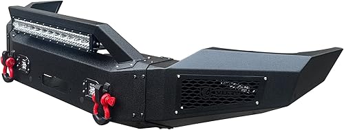 Miniatura 8 de TIOYAR Parachoques delantero negro texturizado con placa de cabrestante  5 luces LED  anillo en D compatible con Dodge RAM 25003500 2004 2005 2005