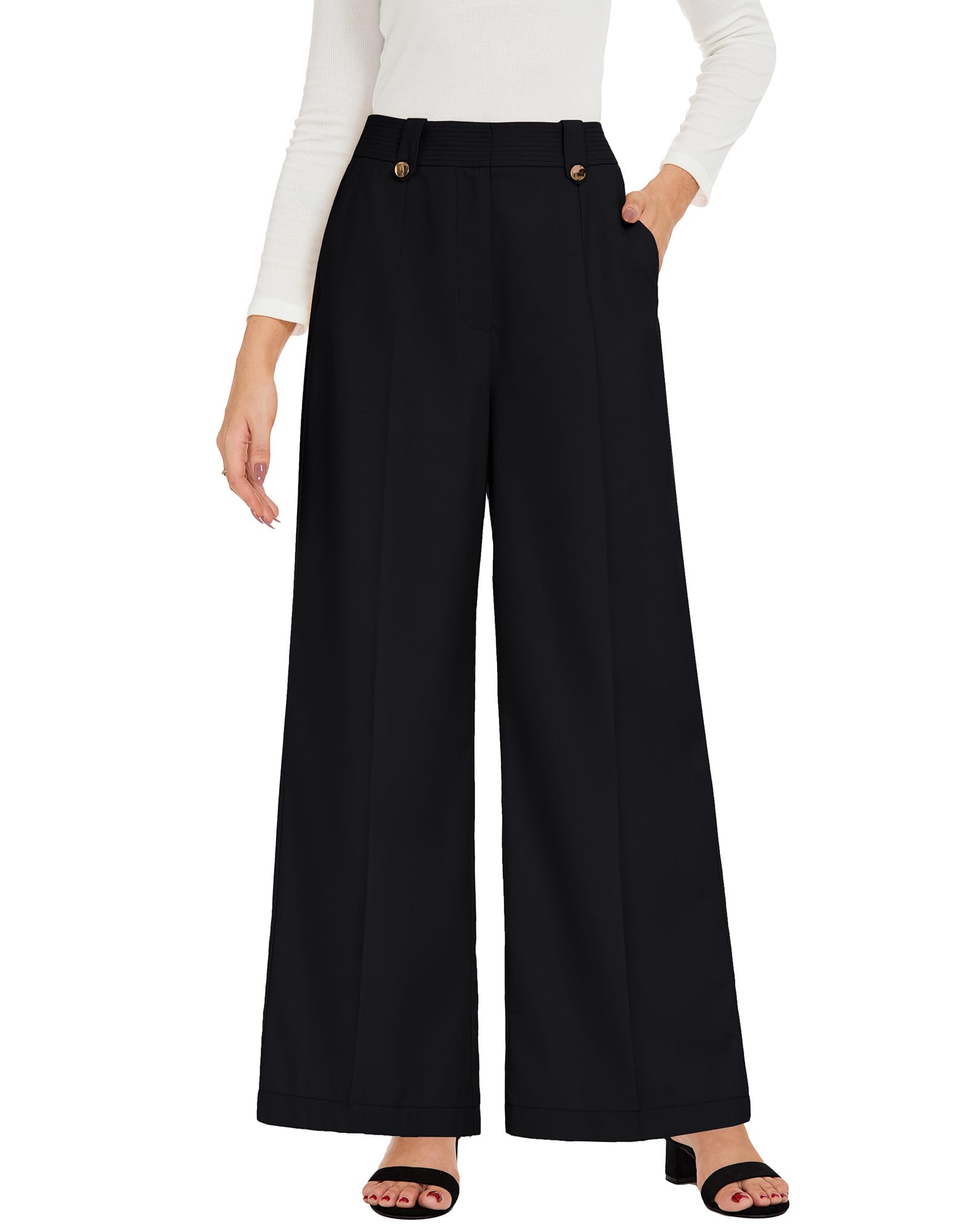 GRACE KARIN Womens Wide Leg Dress Pants 2025 High Waisted Work Trousers Business Casual Long Palazzo with Pockets