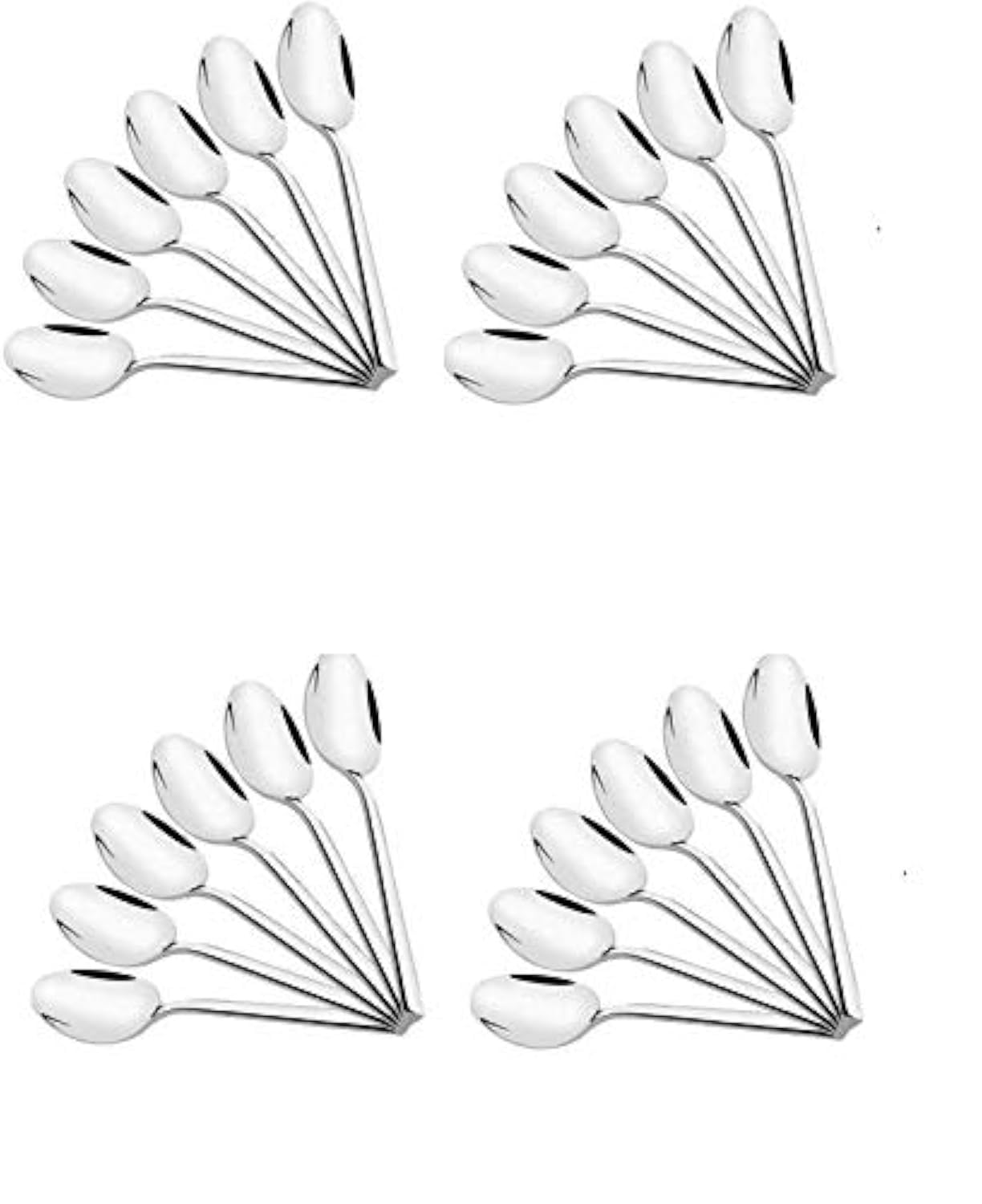 Lot de 24 cuillères de table en acier inoxydable de taille moyenne de 166 mm de long Argenté