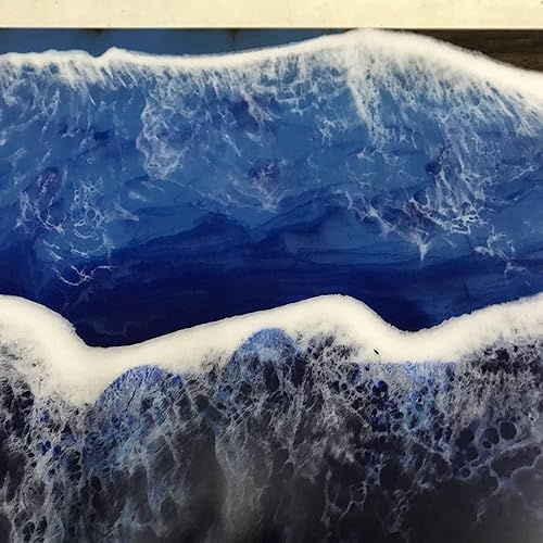 Miniatura 4 de Resina epoxi Decoración de borde natural Mesa de centro de extremo de madera Resina azul Extremo de río Artesanías hechas a mano Mesa Horquilla