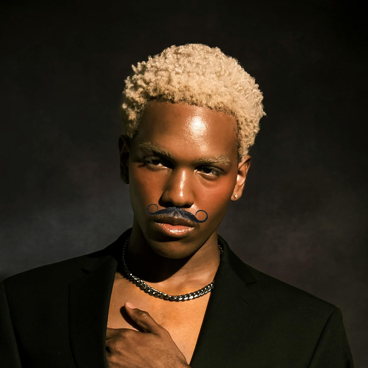 Fausse Barbe Homme - Vrais Cheveux Humains Faits à la Main, Moustache Réaliste Invisible pour Maquillage Cinéma Cosplay Déguisement, Postiche Faciale Respirante Noir
