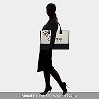 Vista 72 de TOPDesign Personalized Initial Canvas Beach Bag, Monogrammed Gift Tote Bag for Women Negro y marrón