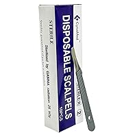 Vista 3 de Bisturíes desechables estériles (paquete de 10) - Cuchillas de acero de alto carbono tamaño #10 con mango de plástico para dermaplaning