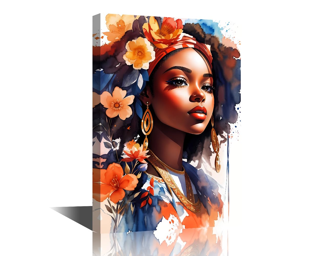 TISHIRON Young Woman Canvas Print Wall Art House Wall Decor Girl Wears Flowers Pictures for Living Room Young Girl Wore Flowers in Her Hair Wall Decoration Modern Artwork for Home 12" Wx18 Hx1 Panel