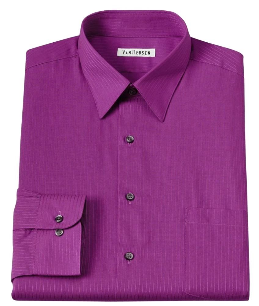 Van Heusen Mens Classic Fit Dress Satin Stripe Point Collar