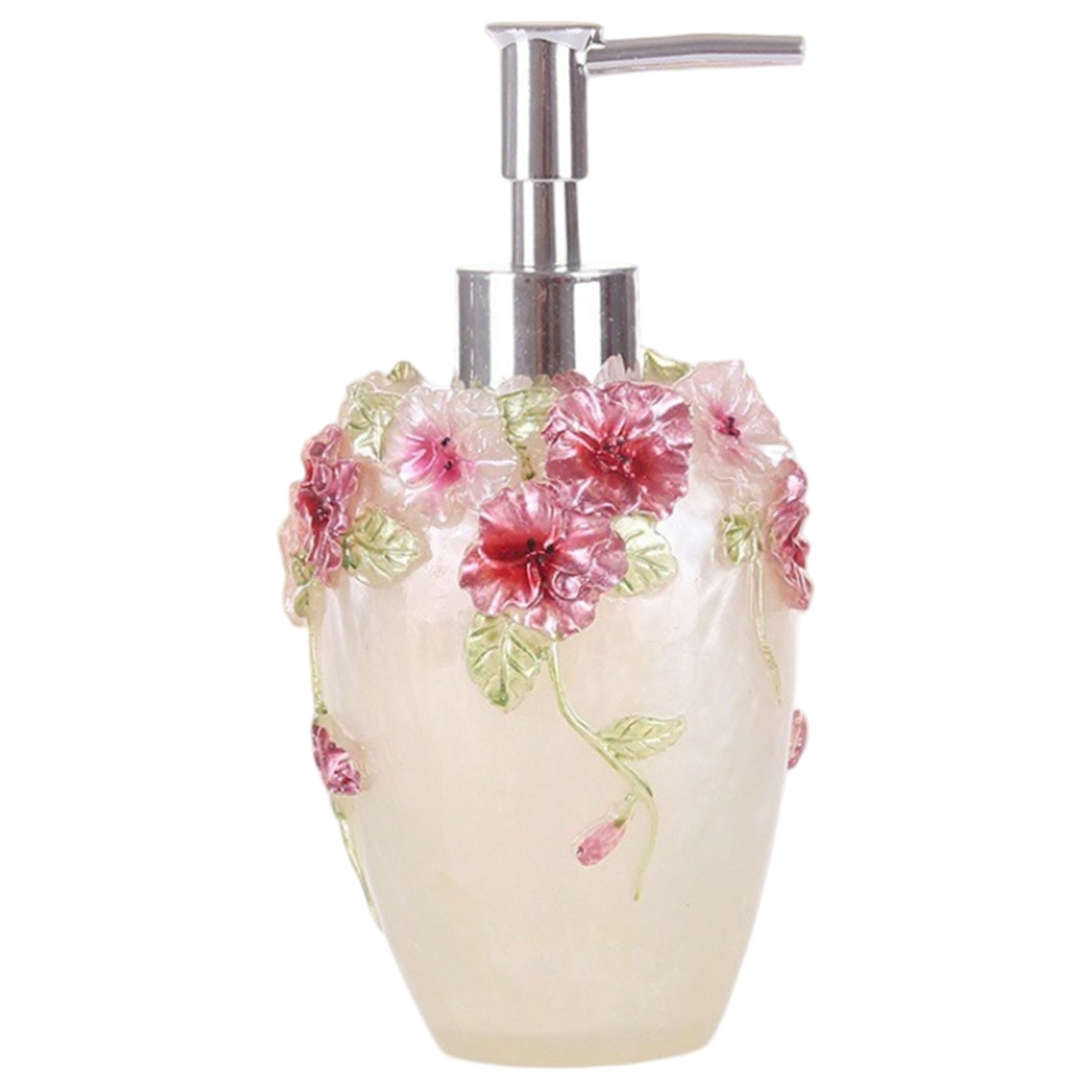 Vintage Floral Soap Dispenser, 10oz/300ml Resin Hand Soap Dispenser with Pump, Refillable Lotion Bottle for Bathroom, Kitchen Counter Vintage