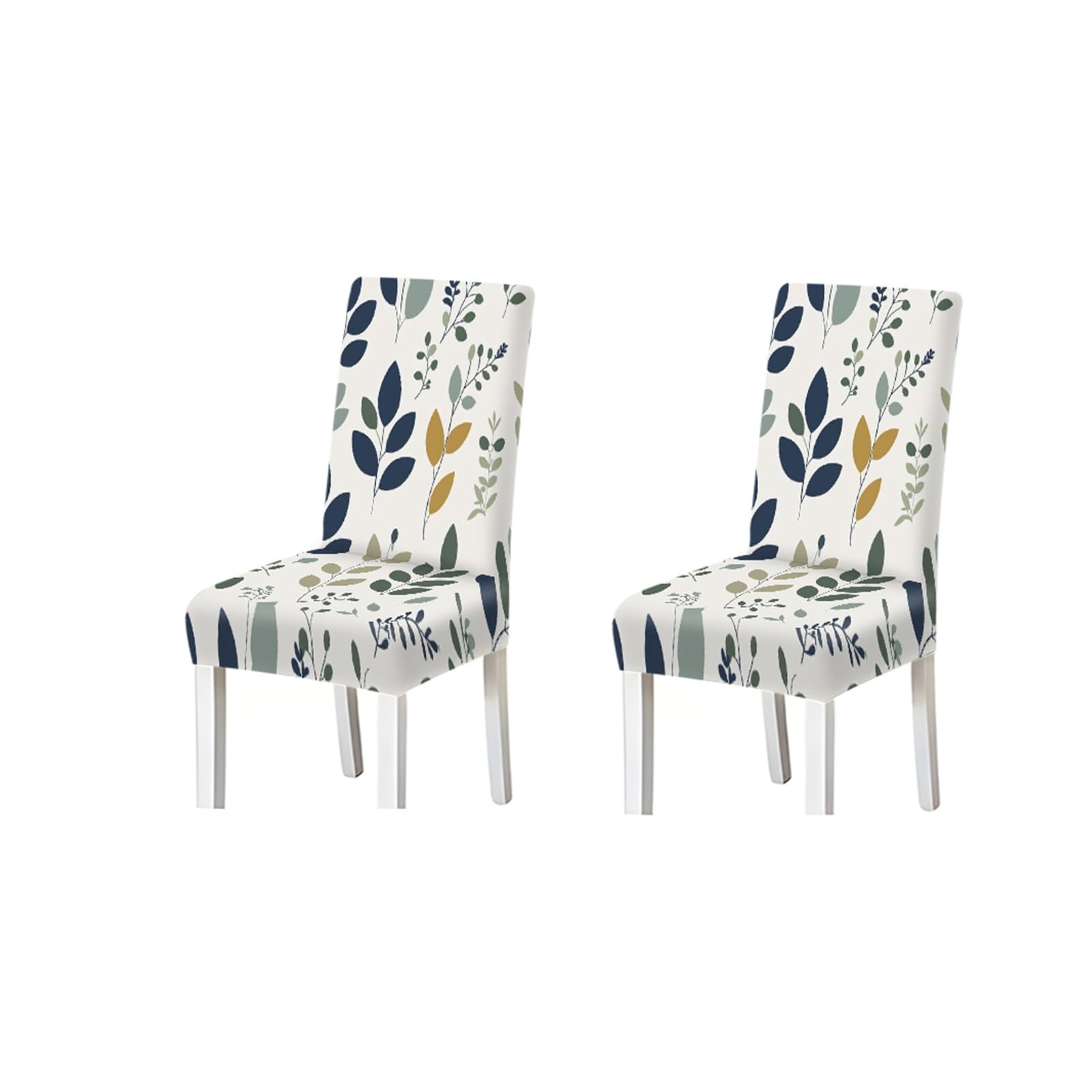 KXUAUV Multicolor Eucalyptus Leaf Botanical Pattern Print Dining Chair Covers Set Of 2/4/6, Stretch Slipcovers For Kitchen Dining Room Seat Protectors for Restaurant Hotel Party(2PCS Chair cover)