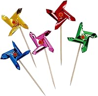 Unique Multicolor Pinwheel Picks 4" (12 Pack) - Vibrant Cocktail Toothpicks for Birthdays, Parties, Cupcakes & Appetizers