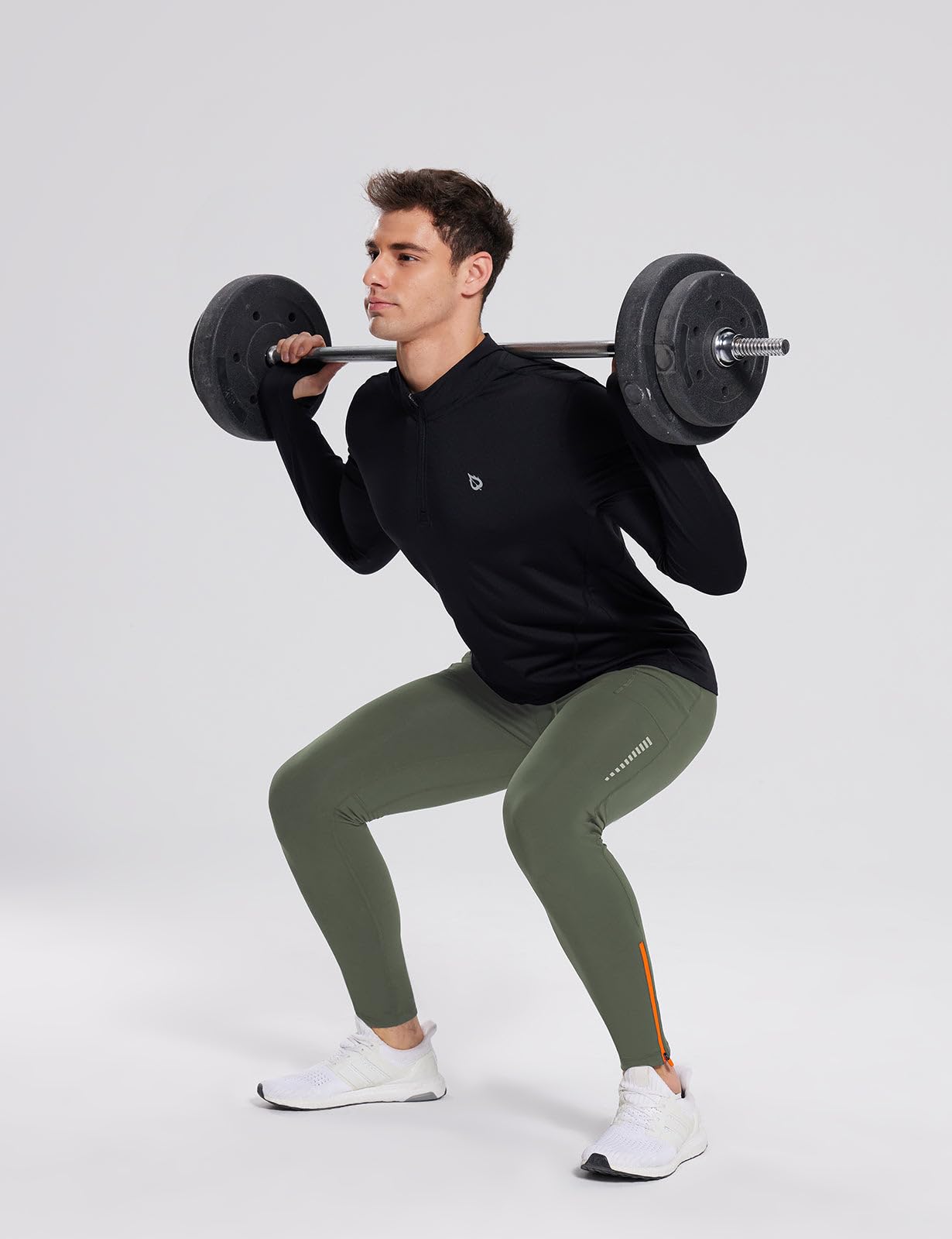 baleaf Legging Thermique pour Homme avec Poches zippées - Doublure Polaire - pour Cyclisme, Gym, randonnée, Ski Vert armée Profonde 3XL