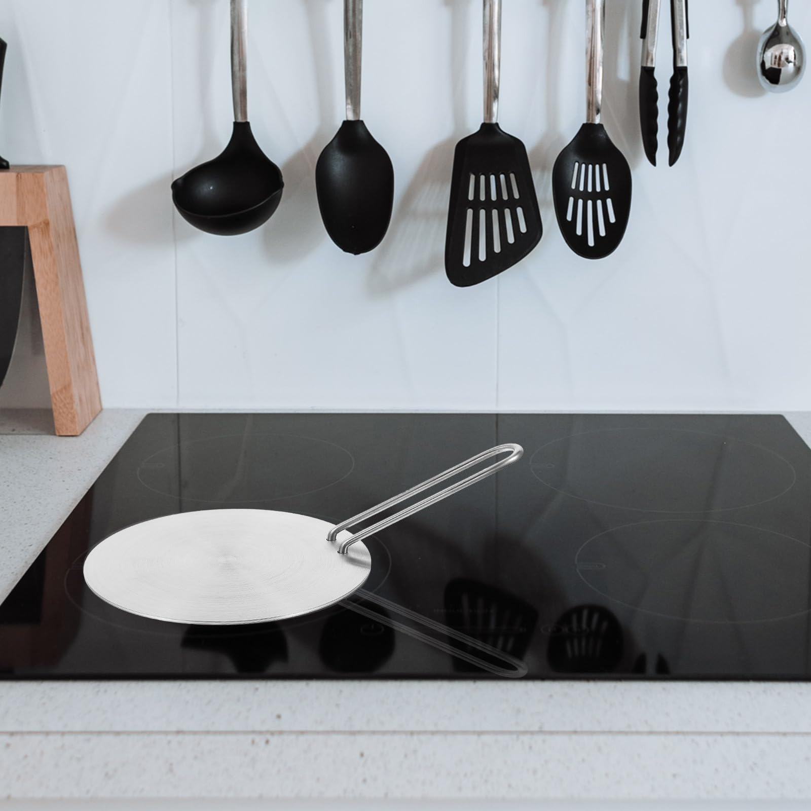 Placa Difusora de Calor de Metal con Mango Desmontable para Estufa Eléctrica y Gas Adaptador de Inducción de Acero Inoxidable para Distribución Uniforme de Calor Cocina