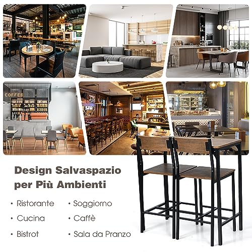 COSTWAY Set Tavolo e Sedie da Pranzo 3 Pezzi, Set