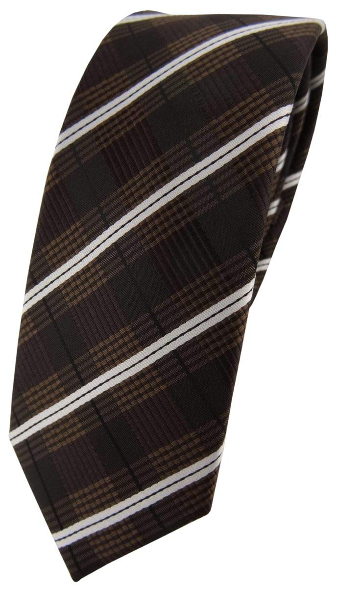 TigerTie Men's Striped Necktie brown braun dunkelbraun creme schwarz One size