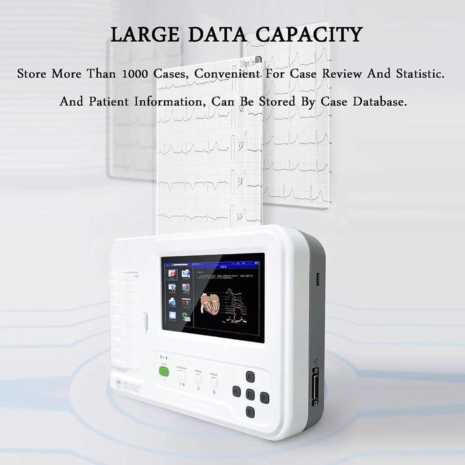 Monitor ECG a 12 derivazioni, Portatile, Schermo LCD Touch da 7 Pollici, elettrocardiografo Digitale a 6 canali, Macchina ECG/EKG