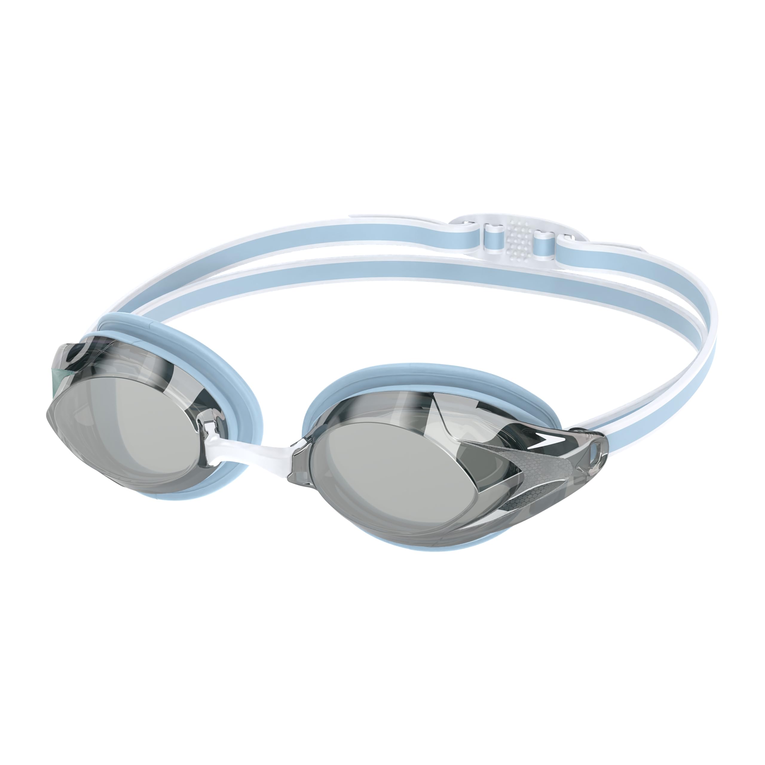 Speedo Women’s Vanquisher 3.0 Mirror Swim Goggles – Blue/Gray | Anti-Fog, UV Protection, Ocular 360 Lens, Women’s Racing Fit