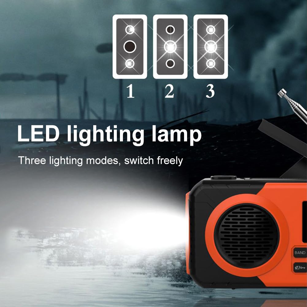 Radio Portatile Piccolo AM FM, Radio d'Emergenza con Manovella, Radio AM/FM/SW con Torcia, Allarme SOS, Pannello Solare, Perfetta per Uso Interno, Esterno e Situazioni di Emergenza
