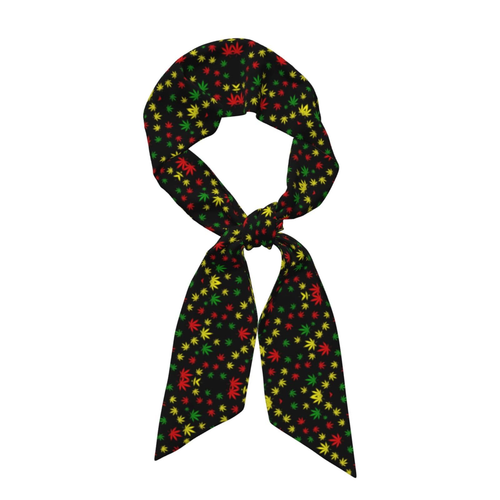 Smazdfxx Women's Pattern 993 Knotted Headband Multifunction Rasta Flag Red Yellow Green Jamaican Weedleaf Leaves Black Head Hairband Hair Scarf For Yoga Athletic Shower, Headbands For Girls Neck Decor Handbag Wrap Necktie