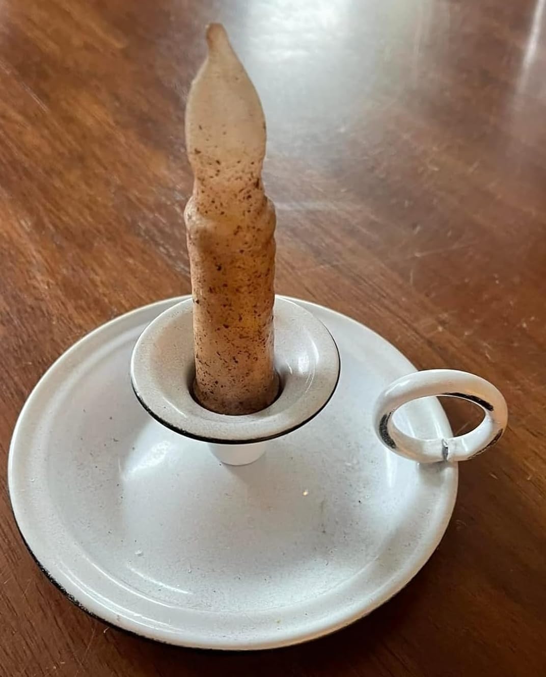 Kerzenhalter aus Emaille, 2 Stück, Weiß, 12,7 cm, Vintage-Stil, Bauernhaus-Stil